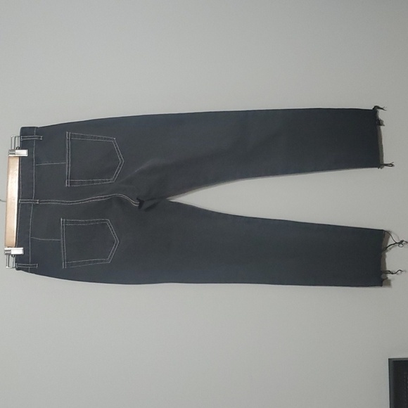 Adika jeans women's size medium black white trim button-fly raw-cut fray… - Picture 7 of 15